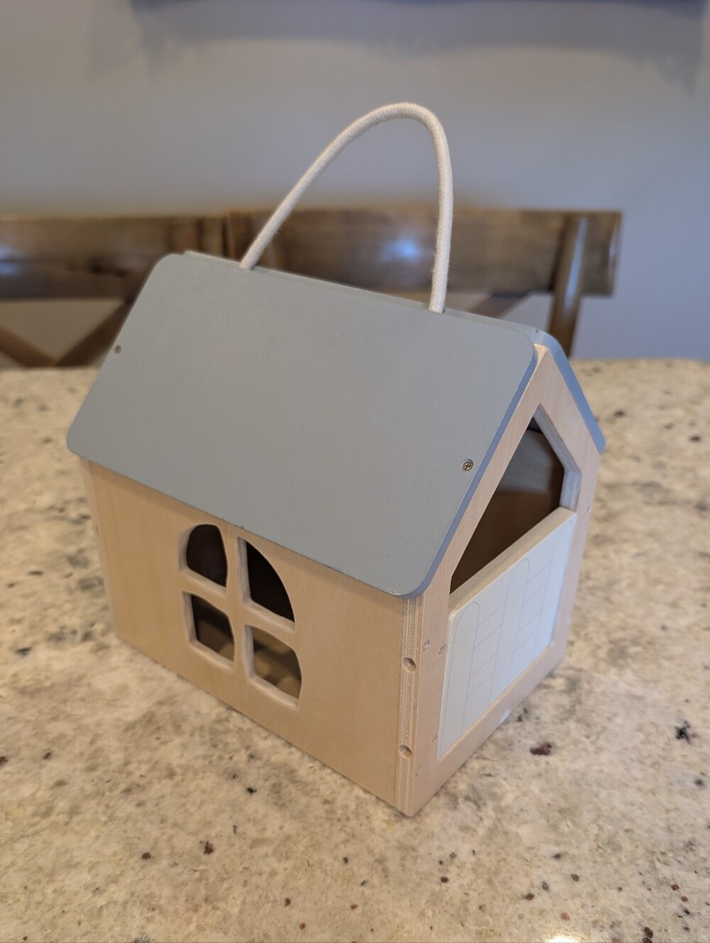 Tiny Wooden Doll House with Window and Door that Opens